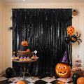 Poise3EHome 10Ft x 10Ft Black Sequin Backdrop Curtain, Glitter Thick Satin Background Drapes, Sparkly Opaque Photography Curtain, Sequence Xmas Thanksgiving Backdrop for Wedding Party Decor