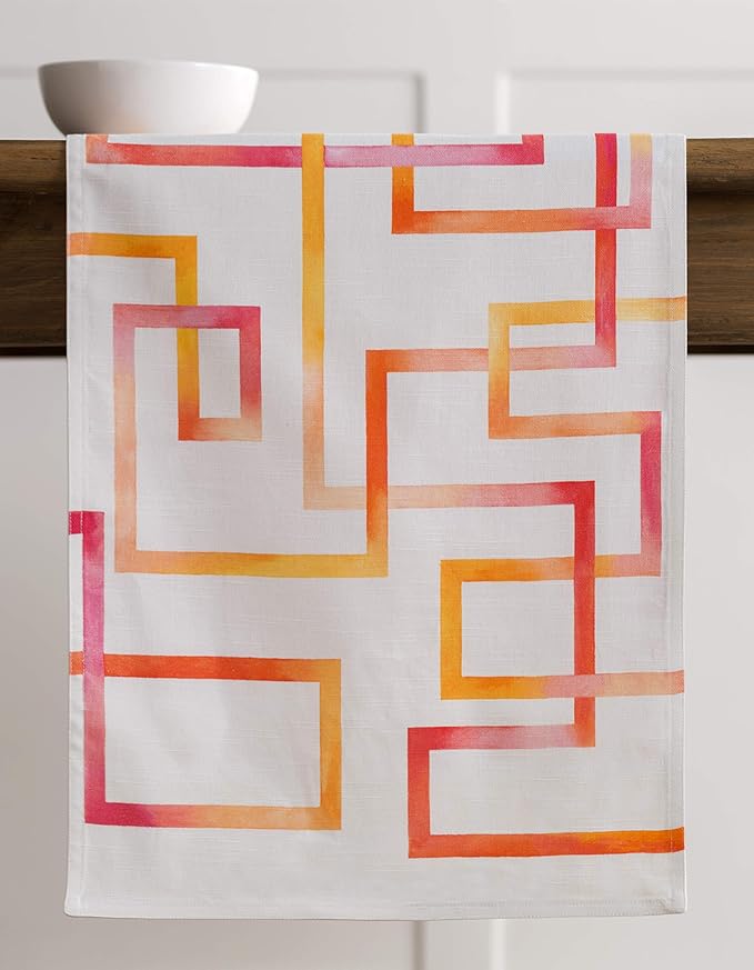 Maison d' Hermine Table Runner 100% Cotton Double Layer Table Runners 72 inches Long Decorative for Kitchen Dining Party Baby Shower Wedding Bridal Shower Spring Summer (Summer Maze, 14.50" x 72")