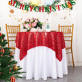 ShinyBeauty Sequin Tablecloth Square 54x54-Inch Red Table Cloths for Round Table Red Sequins Fabric Overlay Glitter TableCloths Linen for Party Small Cover for Wedding Reception