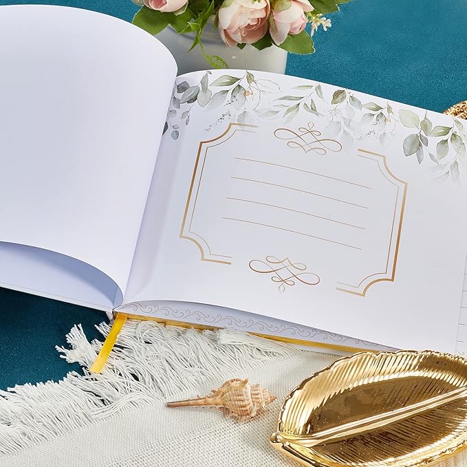 Guest Book with Gold Foil Cover, 120 Lined Pages, Hardcover