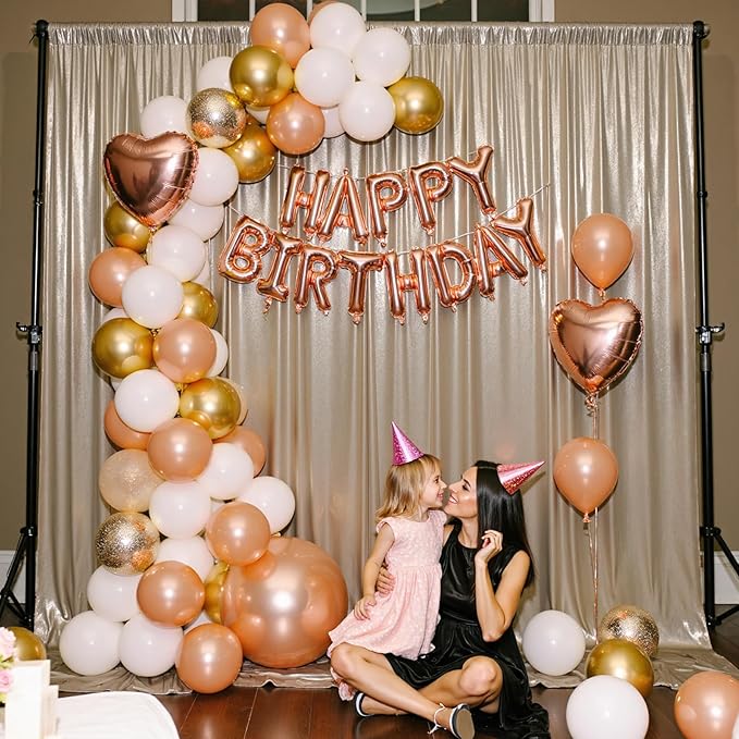 30x10 ft Wrinkle Free Champagne Sequin Backdrop Curtain for Parties,Thick Not Fall-Off Glitter Backdrop Drapes,6 Panels 5x10ft Shimmer Photo Back Drop Cloth for Wedding Birthday Photography Background