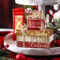 Christmas Table Decor Wooden Hot Cocoa Decoration Christmas, 4 Pcs