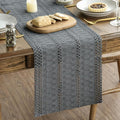 Artoid Mode Dark Grey Farmhouse Woven Rustic Hollow Table Runner, Seasonal Holiday Hollow Kitchen Dining Table Decoration for Home Party Decor 12x48 Inch