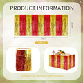 Gold Table Skirts Party Decorations Metallic Tinsel Foil, 2 Pack – Red