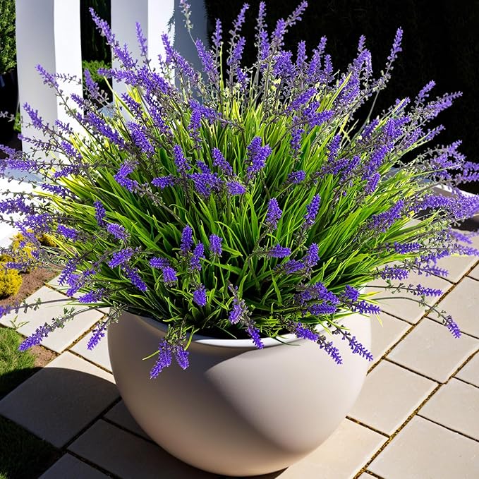 Artificial Plants Greenery, 12 Purple Bundles, 17-Inch Plastic Stems