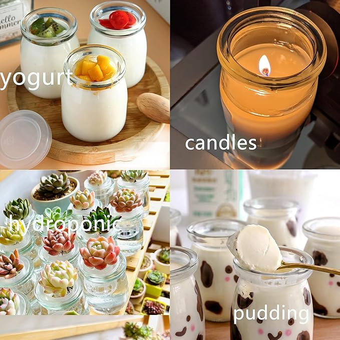 Glass Jars 3.4 oz Clear with Lids, Set of 60 for Desserts