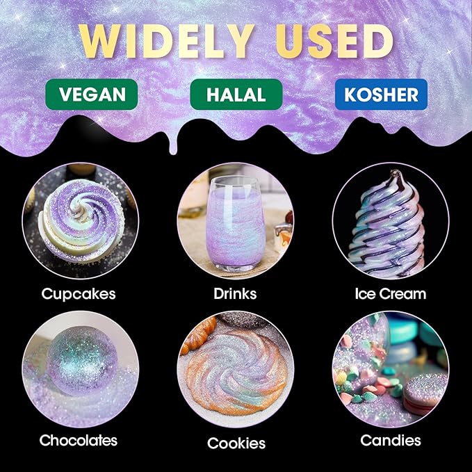 Dusting Powder, Iridescent Purple Edible Luster Dust, 10 g