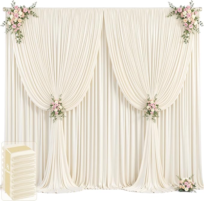 Champagne Backdrop Curtain Set, 8 Panels, Wrinkle-Free Fabric