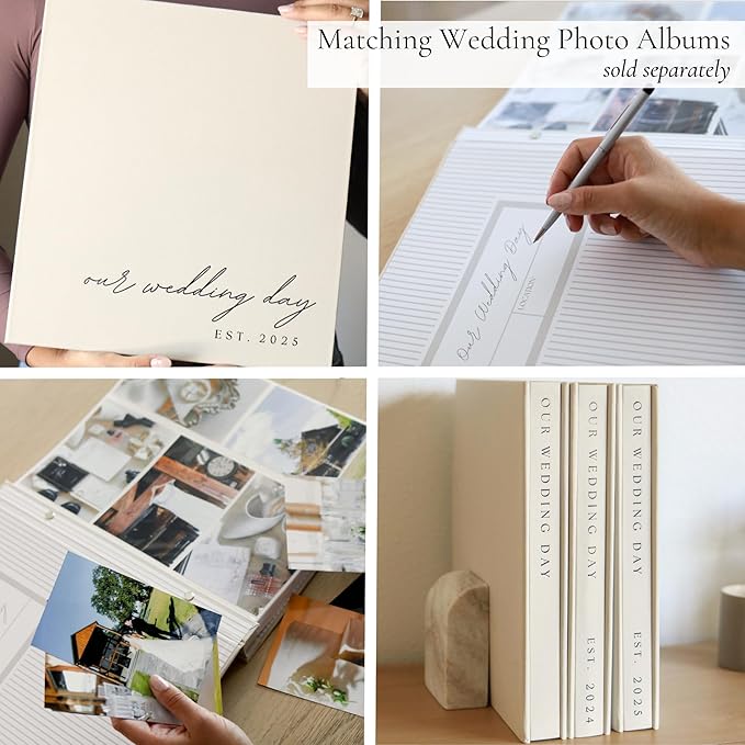 Guestbooks Wedding Vow Set, 2 Pack, Beige Linen Cover, 48 Pages