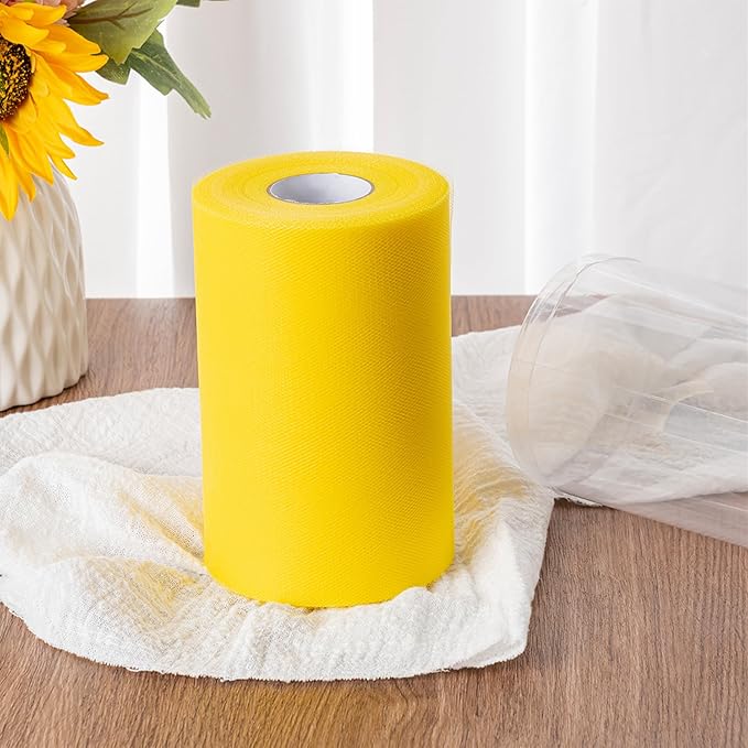 Light Orange Tulle Fabric Rolls 6 Inch by 100 Yards (300 feet) Tulle Roll Spool Fabric for DIY Tutu Skirt Baby Shower Birthday Party Wedding Decorations Christmas Craft Supplies (Light Orange)