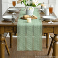 Farmhouse Woven Rustic Hollow Table Runner – Light Green