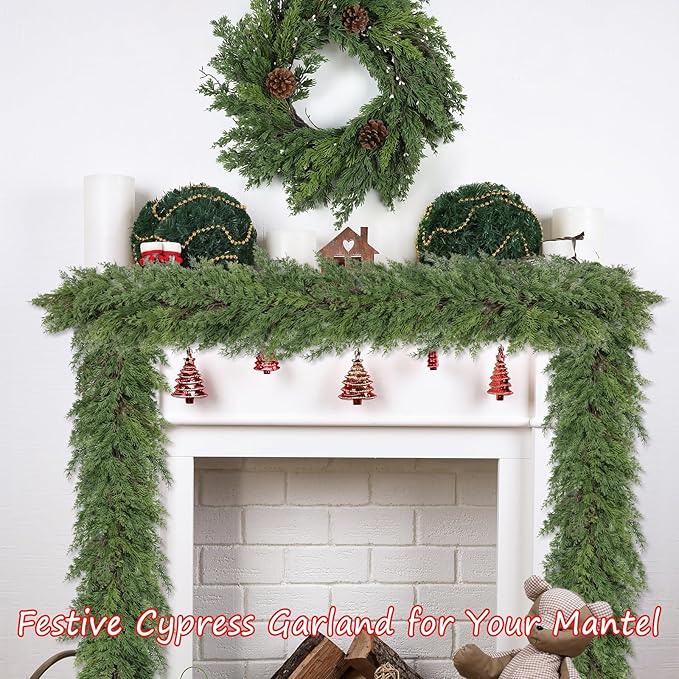 Garland, 6 Ft Green Polyethylene Lifelike Holiday Greenery with Ring Hook