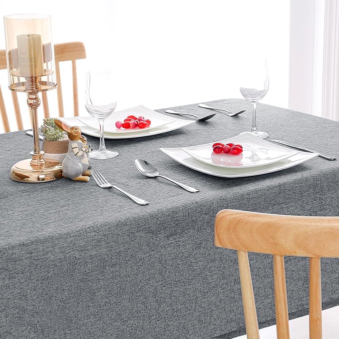 Hiasan Faux Linen Square Tablecloth - Wrinkle and Stain Resistant Washable Table Cloth for Kitchen Dining Room Holiday Table Cover for Party Dinner, Grey, 30 x 30 Inch