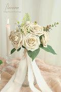 Artificial Flowers Real Looking Foam Fake Roses with Stems, 25pcs – Beige