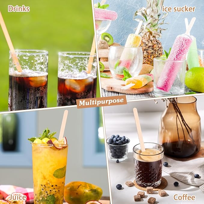 Drink Stirrers: 3000 Count Birch Wood Sticks, 7.5 Inch Disposable