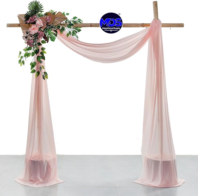 MDS Halloween Chiffon Draping Fabric - 1 Panel, 30" Wide x 20ft Long - Sheer Spooky Arbor & Canopy Drapery for Haunted House Backdrops, Party Ceilings, DIY Costumes & Themed Events - Dusty Rose