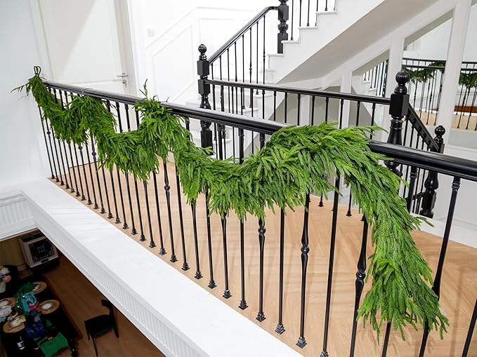 Garland 15 Ft Norfolk Pine Dark Green PE Christmas Decor