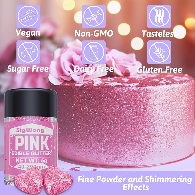 Edible Glitter Dusting Powder, 8 Colors, 5g Set for Drinks and Desserts