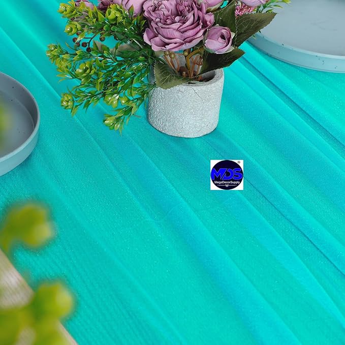 MDS Halloween Chiffon Table Runner - 15 Pack, 29 x 170 Inches, 14ft Each - Sheer Spooky Table Runners for Haunted House Parties, Trick-or-Treat Tables, Witchy Décor, Wedding & Events - Peacock Blue