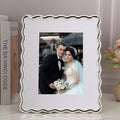 ' Wave Design Photo Frame with Acid Free Mat, 8x10' – Silver
