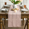 Farmhouse Woven Rustic Hollow Table Runner – Pink