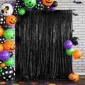 Sequin Backdrop – Black, 6x8 Ft Halloween Glitter Background Curtains