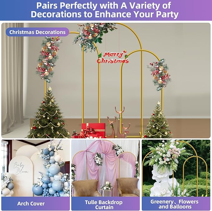 Background Support Equipment: Gold Metal Arch Stand Set of 3