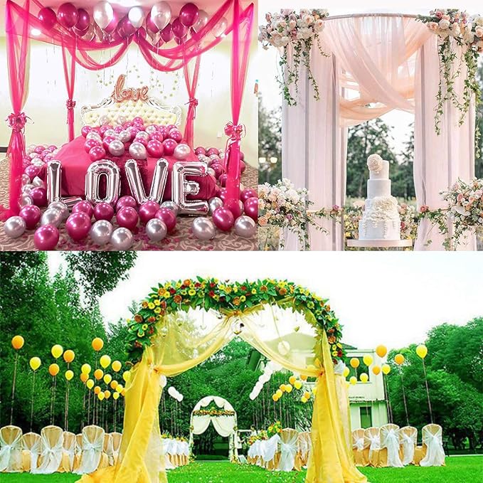 Crystal Organza Tulle Sheer Fabric Backdrop Curtains for Wedding Baby Shower Birthday Party Event Decor, 19” by 30 Yard (Yellow)