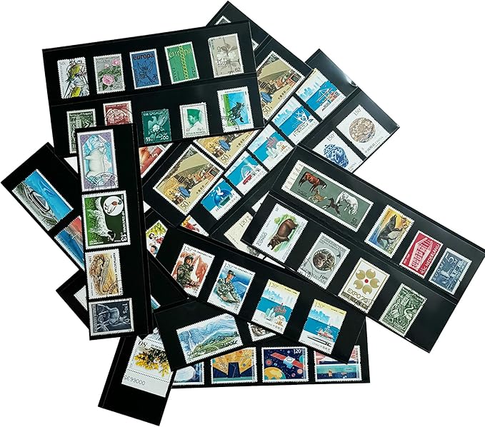 Philatelic Display Black Card Stamp Cover Stamp Collection Stamp Storage philatelic Album Stamps Collector Stamp Collecting Supplies Stamp Sleeves Stamp (1 Row Stamp Protective Cover 32 pcs)
