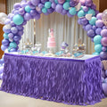 Partisky Mermaid Purple Tulle Curly Willow Table Skirt for Rectangle Table 14ft, Ruffle Tutu Table Cloth for Girls Boys Baby Shower,Mermaid Birthday Party
