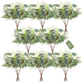 80 Pcs Mixed Eucalyptus Leaves Stems Bulk Artificial Silver Dollar Leaves for Vase Bouquets Baby Eucalyptus Leaves for Family Wedding Center Flower Arrangement