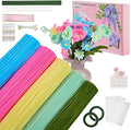 5 Mixed Macaron Colors Chenille Stems Bulk,400 Pcs Pipe Cleaners Craft with Floral Wires, Gardening Tape,Greeting Card,Bouquet Paper,Hot Glue Stick,Stamen & Ribbon,Ideals for DIY School Projects