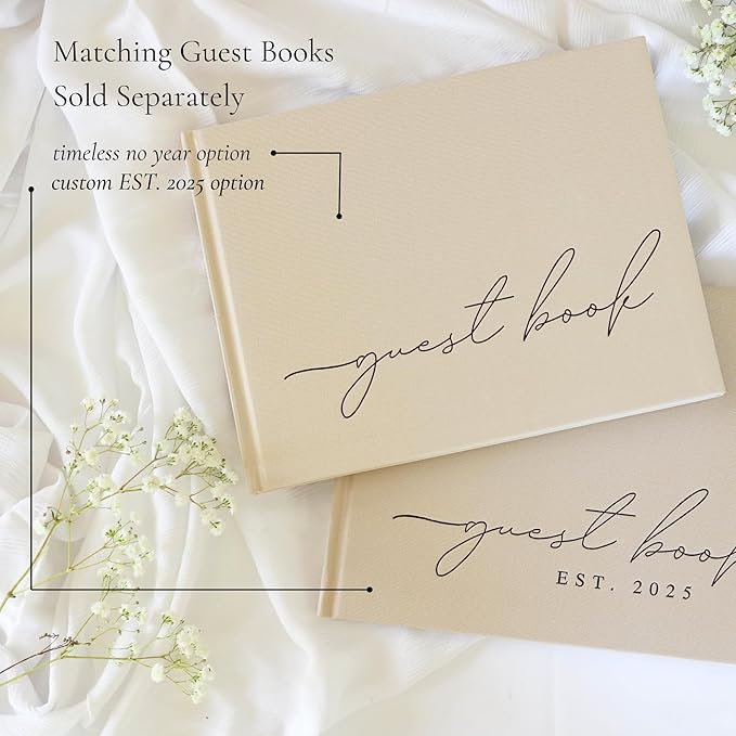 Guestbooks Wedding Vow Set, 2 Pack, Beige Linen Cover, 48 Pages