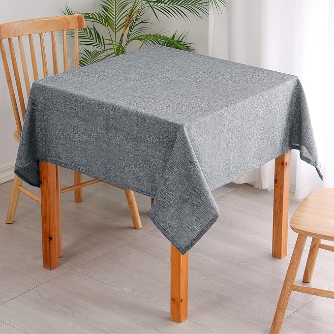 Hiasan Faux Linen Square Tablecloth - Wrinkle and Stain Resistant Washable Table Cloth for Kitchen Dining Room Holiday Table Cover for Party Dinner, Grey, 30 x 30 Inch
