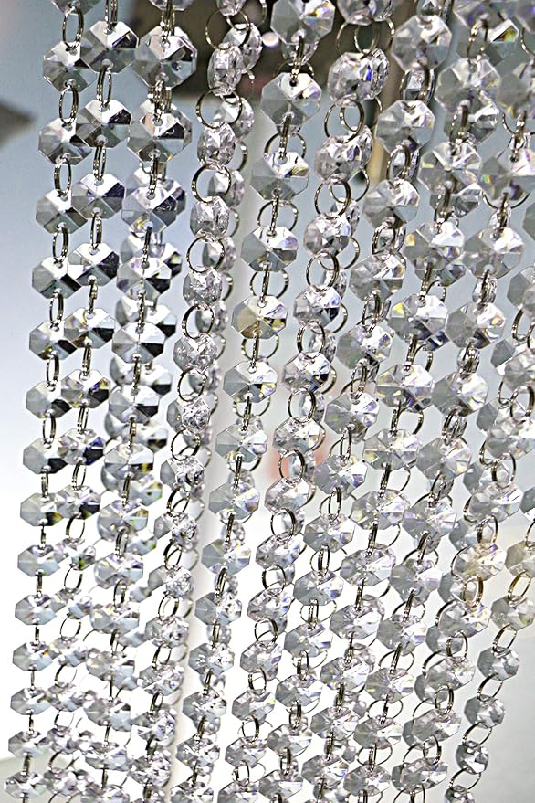 Crystal Acrylic Gems Bead Garland Strands, KinHom 16 Feet Hanging Clear 14mm Daimond Beads Chain Garlands for Manzanita Tree Centerpiece, Chandelier Bead Lamp Chain, Christmas/Wedding Party Decoration