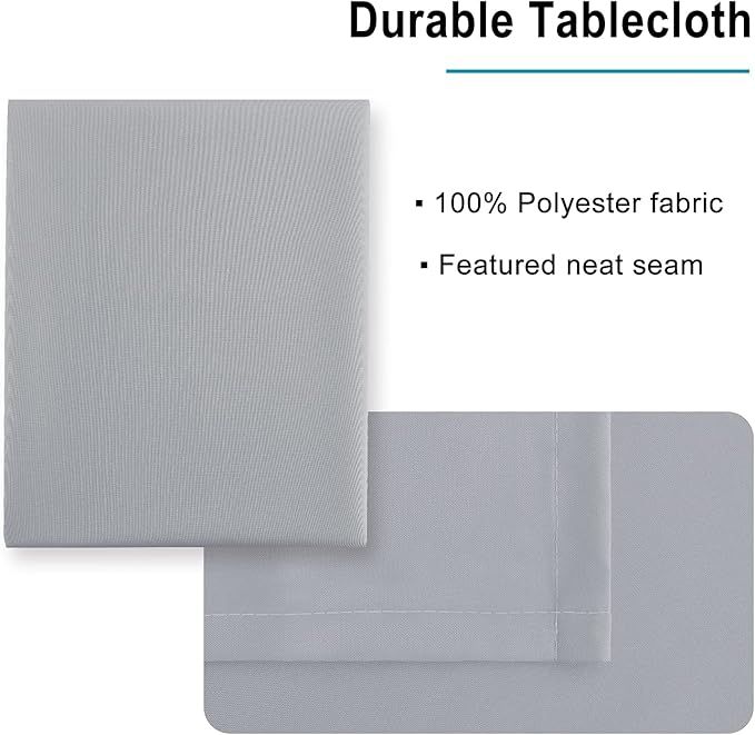 Hiasan Silver Grey Square Tablecloth - Waterproof and Spillproof Washable Fabric Table Cloth for Dining Room Kitchen Party and Outdoor, 30 x 30 Inch