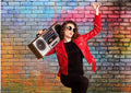 Colorful Graffiti Brick Wall Backdrop, Urban Street Art Background