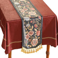 patdrea Designer Vintage Black Floral Velvet Table Runner 87 Inch Long, Pink Khaki Bouquets Pattern Table Mat, Decoration for Kitchen Dining Coffee Table Cabinet Banquet Thanksgiving,12"*87"