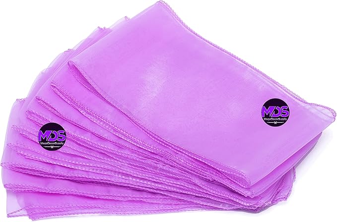 Dining Chair Slipcovers, 200-Pack Light Purple Organza Sashes, 7x108 Inch