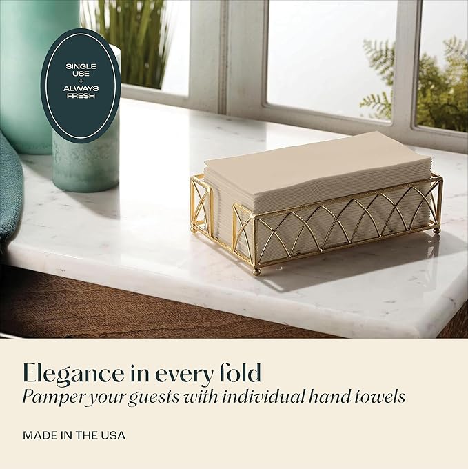 200-Pack Disposable Linen-Feel Champagne Napkins, 12" x 17" Cloth-Like Paper Dinner Napkins For Wedding, Bathroom, Party Or Event