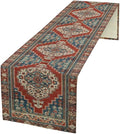 Boho Floral Vintage Table Runner, Red Blue Retro Flower Rustic Country Farmhouse Pattern for Home Kitchen Table Decor Dining Coffee Room Party Decor 13x60in