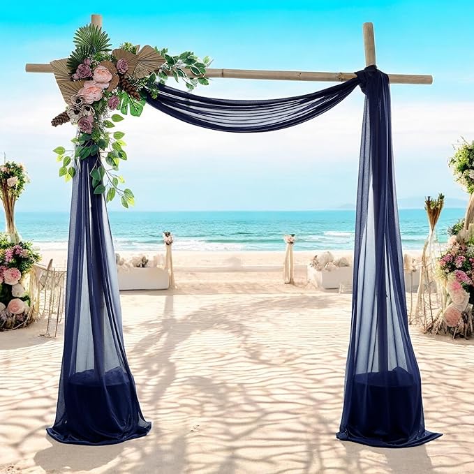MDS Halloween Chiffon Draping Fabric - 1 Panel, 30" Wide x 50ft Long - Sheer Spooky Arbor & Canopy Drapery for Haunted House Backdrops, Party Ceilings, DIY Costumes & Themed Events - Navy Blue