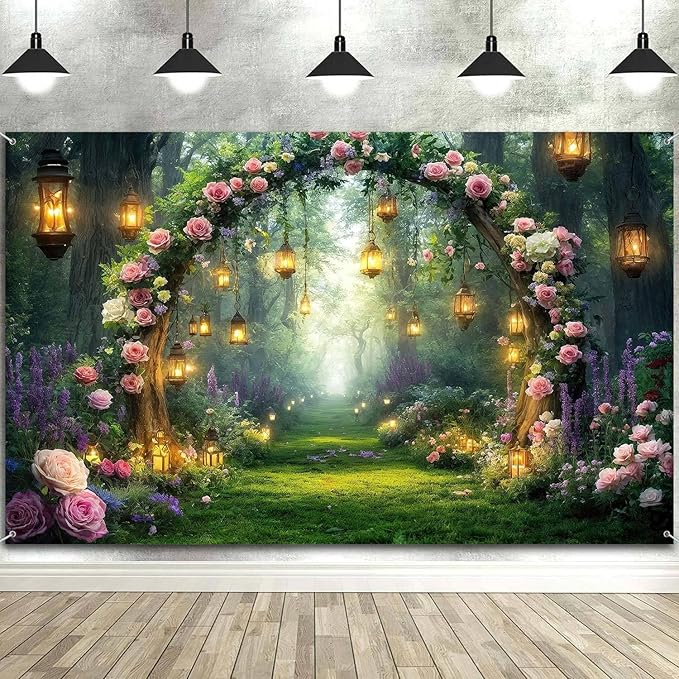 7x5ft Purple Flower Wedding Photography Backdrop Lavender Floral Wedding Bridal Photography Backdrop Anniversary Birthday Baby Shower Girl Party Banner Photo Booth Props Background Wall Decor