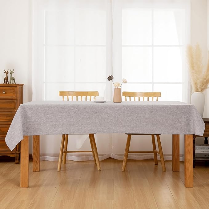 Hiasan Faux Linen Rectangle Tablecloth - Wrinkle and Stain Resistant Washable Table Cloth for Kitchen Dining Room Holiday Table Cover for Party Dinner, Stone, 54 x 120 Inch