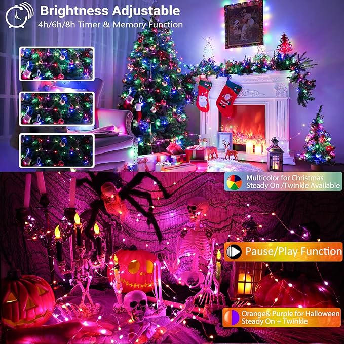 Indoor String Lights, 66 Ft 200 LED Color Changing with Timer