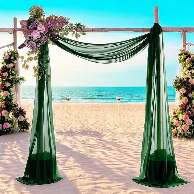 MDS Halloween Chiffon Draping Fabric - 1 Panel, 30" Wide x 30ft Long - Sheer Spooky Arbor & Canopy Drapery for Haunted House Backdrops, Party Ceilings, DIY Costumes & Themed Events - Hunter Green