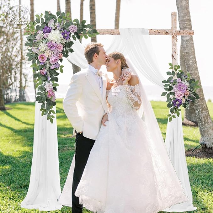 Artificial Wedding Arch Flowers, Silk and Foam, 2-Piece Set with 20 Stems