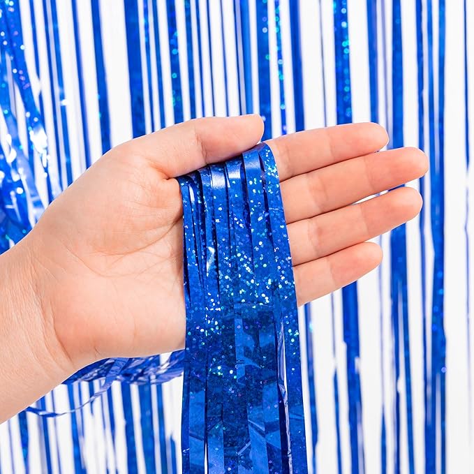 Dark Blue Tinsel Backdrop Streamers - GREATRIL Party Streamers Backdrop Foil Fringe Curtains for Birthdays/Bachelorette/Bridal Shower/Engagement Decorations - 1m x 2.5m - Pack of 2