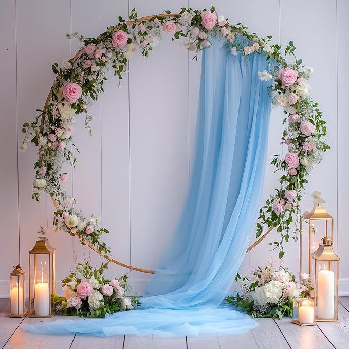 Wedding Arch Draping Fabric 2 Panels 28.7" x 20FT Dusty Blue Sheer Chiffon Backdrop Drapes for Wedding Ceremony Birthday Party Bridal Shower Outdoor Decoration