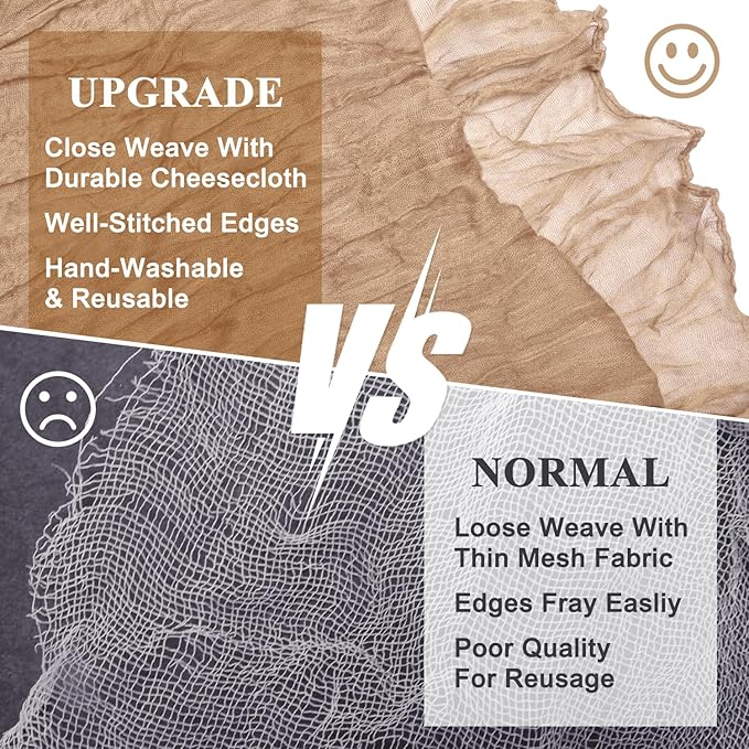 Asee'm Cheesecloth Table Runner 120 Inches Long Nude Boho Gauze Cheese Cloth Runner 10FT Rustic Sheer Fall Table Runners for Thanksgiving Christmas Wedding Party Baby Shower Decoration